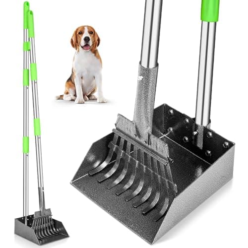 TOOGE Pooper Scooper, Dog Pooper Scooper Long Handle Stainless Metal Tray and Rake for Medium Small Dogs Heavy Duty Pet Supplies to Use for Grass, Dirt or Gravel - Image 1