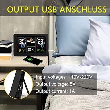 Kalawen Home Weather Stations Wireless Indoor Outdoor Thermometer, Portable Digital Weather Clock Atomic, Bluetooth Color Forecast Station Estacion Meteorologica Weather Monitor with Alarm - Image 6