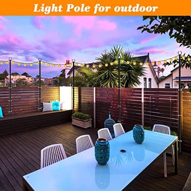 Mutovlin 2 Pack String Light Poles,10 Ft Light Poles for Outside String Lights,Outdoor Lights Pole with Fork,Metal Poles Stand for Patio Deck Backyard - Image 7