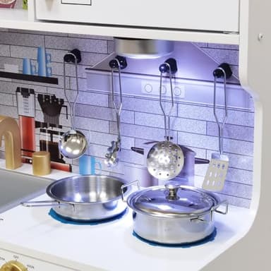 Kids Children Pretend Toy for Babies, Kitchen Playset & Play Kitchen Toy Set with Light, Sink with Faucet, Oven, Microwave, Kitchenware Set Accessories for Ages 3-8 Girls Boys - Image 4