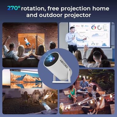 Portable 4K Mini Projector with WiFi and Wireless Bluetooth, Smart Proyector with Android 11, Projector with apps built in, 270° Rotatable, Auto Keystone,35"-130" Screen,Projector 4K Ultra HD - Image 7