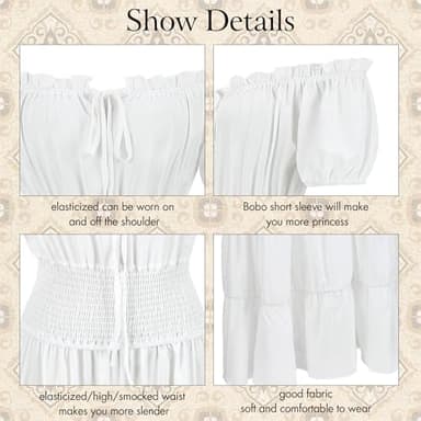 Zhitunemi Renaissance Costume Women Dress: Halloween Costumes Woman 2025 Renaissance Dresses - Halloween Party Theme Events White 2XL - Image 5