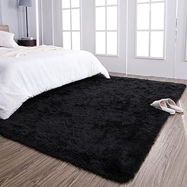 TWINNIS Super Soft Shaggy Rugs Fluffy Carpets, 8x10 Feet, Indoor Modern Plush Area Rugs for Living Room Bedroom Kids Room Nursery Home Decor, Upgrade Anti-Skid Rectangular Fuzzy Rug, Black - Image 7