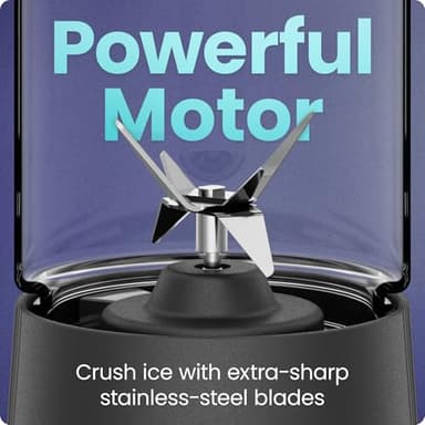 Chefman Cordless Portable Blender for Smoothies and Shakes, BPA-Free 16 oz Blending Jar w/Stainless-Steel Blades, USB-C Rechargeable with Color-Changing LEDs, Dishwasher-Safe Accessories - Black - Image 4