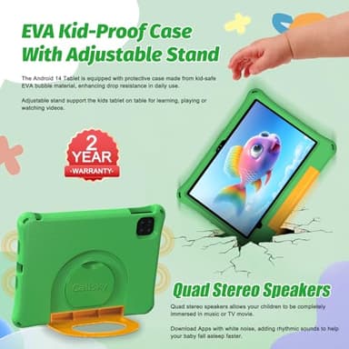 CALLSKY-NOTE Kids Tablet 11 Inch, Android Tablet with 2 Years Protection, 12GB+128GB, 8000mAh, with EVA Case, Parental Control, Pre-installed Educational APP, WiFi 6, Dual Camera, Quad Speakers, Green - Image 6