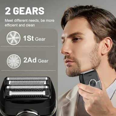 Men's Electric Foil Shavers: Enhanced Compact Razor w/ 4 Floating Blades & Large LED Screen - Foil Shaver for Men Featuring 2 Adjustable Gears - Image 2