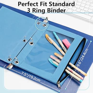 Forvencer 6Pack Pencil Pouches for 3 Ring Binder, Smooth Zipper 3 Ring Binder Pencil Pouch, Multi-Color Pencil Case for Binder, Clear Top Binder Pencil Pouch, Pencil Bag with 3 Re-enforced Grommets - Image 2