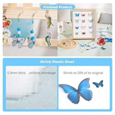 Auihiay Printable Shrink Plastic Sheet Kit, Include Heat Gun, UV Resin, UV Lamp, 20 PCS Printable Shrink Papers and Rich DIY Tools for Crafts, Kids Jewelry Making, Christmas Ornaments - Image 3