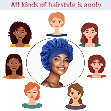 3 Pack Satin Bonnet Silk Hair Bonnet for Sleeping, Sleep Bonnets for Women Large Wide Soft Band Sleep Cap for Curly Hair Braids - Image 6