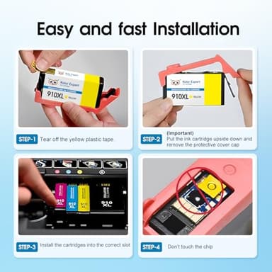 Kolor Expert 910XL Ink Cartridges Combo Pack Replacement for HP 910XL Ink Work with HP OfficeJet Pro 8025e 8022e 8015e 8028e 8035e 8020 8022 8025 8035 Printer (Black, Cyan, Magenta, Yellow) - Image 4
