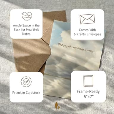 Frame‑Ready Easter Art Cards (Flat, Not Folded) – 5 x 7 Empty Tomb Christian Print – Single‑Sided, Blank Back for Message – Envelopes Included – Religious Easter Décor & Gift – Set of 6 - Image 4