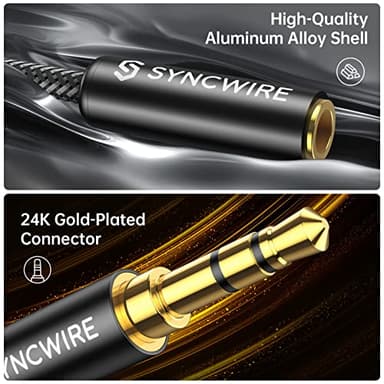 Syncwire Headphone Splitter, Nylon-Braided Extension Cable Audio Stereo Y Splitter (Hi-Fi Sound), 3.5mm Male To 2 Ports 3.5mm Female Headset Splitter for Phone, PS4, Switch, Tablets & More - Image 4