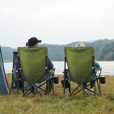 TIMBER RIDGE Oversized Folding Camping Chair High Back Heavy Duty for Adults Support up to 500lbs with Cup Holder, Side Pocket Cooler Bag 2 Pack - Image 6