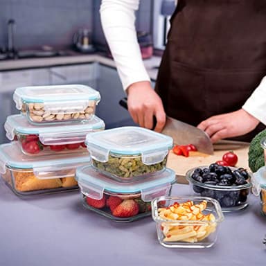 AILTEC Glass Food Storage Containers with Lids, [18 Piece] Glass Meal Prep Containers, Containers for Food Storage with Lids, BPA Free & Leak Proof (9 Lid & 9 Container) - Image 7