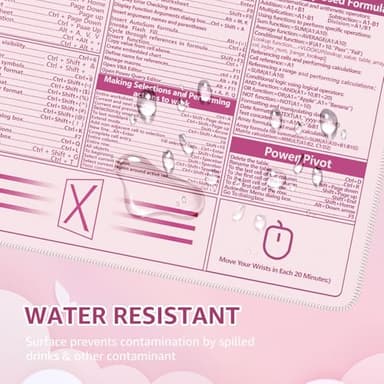 iCasso Excel Cheat Sheet Desk Pad,Excel Mouse Pad Shortcuts,Excel Shortcuts Cheat Sheet Keyboard Mat, Extended Large XXL Non-Slip Mousepad with Stitched Edges for Computer(Pink Excel Shortcuts) - Image 7