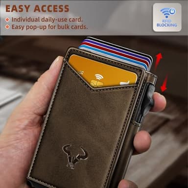 BULLIANT Men Wallet,Money Clip Wallet Slim For Gift Men 9Cards-Metal Credit Card Case in Magnetic Leather Flip - Image 4