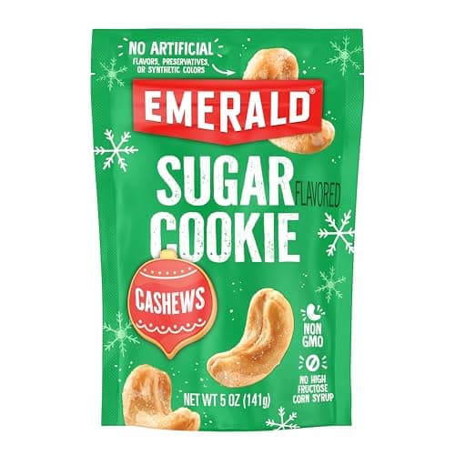 Emerald Nuts Sugar Cookie Flavored Cashews (1-Pack) | 5oz Resealable Bag | Kosher Dairy Certified, Non-GMO, Contains No Artificial Preservatives, Flavors or Synthetic Colors - Image 1