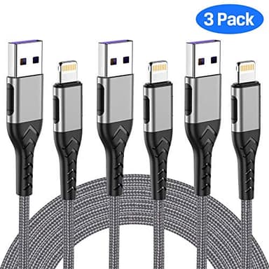 Durcord iPhone Charger, [MFi Certified] 3Pack 10FT USB A Cable for Long Lightning Charger Cable, Fast iPhone Charging Cord for iPhone Xs Max/XS/XR/X/8/7/6S/6/Plus/SE/iPad(Silver) - Image 2