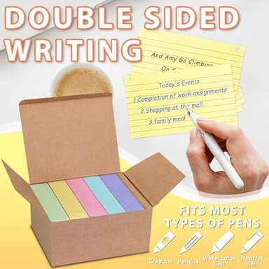 500PCS Colored Index Cards, 3x5 Inches Flash Cards with Ring, Lined on Both Side Notecards Ruled Study Card Flashcards Heavy Note Cards for Studying, Learning, School, College - Image 4