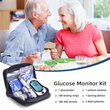 Metene TD-4116 Blood Glucose Monitor Kit, 100 Glucometer Strips, 100 Lancets, 1 Blood Sugar Monitor, Blood Sugar Test Kit with Control Solution, Lancing Device, No Coding, Large Display - Image 6