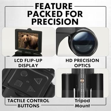 Minolta 10x25 Digital Binoculars - 4K UHD Video Camera, 48MP Photo, 8X Digital Zoom, IPS Anti-Glare Screen, Fog-Resistant Optics, Compact, Ideal for Birdwatching & Travel Hunting - Image 7