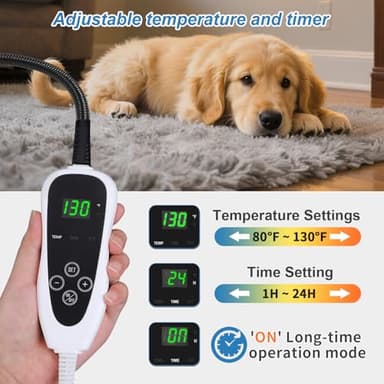 GOLOPET Cat Heating Pad 18x18 in with Smart Thermostat Switch and Power Line Protection Tube,Obtained MET and UL Dual Certification,Waterproof Pet Heating Pad for Cats, with Long Velvet Cloth Cover - Image 3