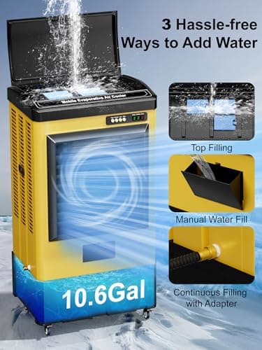 Uthfy 4800 CFM Swamp Cooler Air Conditioner, 41" Evaporative Air Cooler with 10.6 Gal Water Tank, 3 Speeds, 120°Oscillation, 3 Ice Packs, Outdoor Air Conditioner for Garage, Patio, Yard, Factory - Image 4