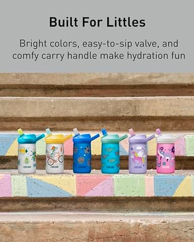 CamelBak Eddy+ Kids Bite Valve Straw Insulated Stainless Steel Water Bottle Flowerchild Sloth, 12oz - Image 6