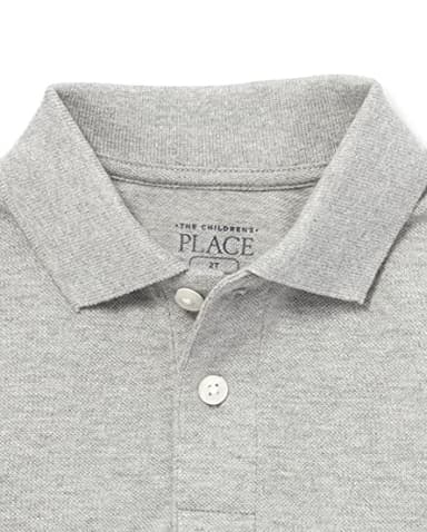 The Children's Place Baby Boys and Toddler Boys Long Sleeve Pique Polo, Smoke, 3T - Image 2