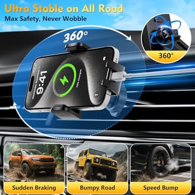 Phone Holders for Your Car 2025 Upgraded Military-Grade Strongest Suction & Stable Clamp Arm Car Phone Holder Mount 360°Adjustable for Dashboard, Windshield, Air Vent for iPhone Samsung, Carbon Fiber - Image 5