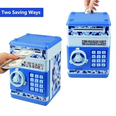 HUSAN Piggy Banks Money Banks for Kids, Electronic Password Code Money Banks ATM Banks Box Coin Bank for Children Boys and Girls (Camo Blue) - Image 4