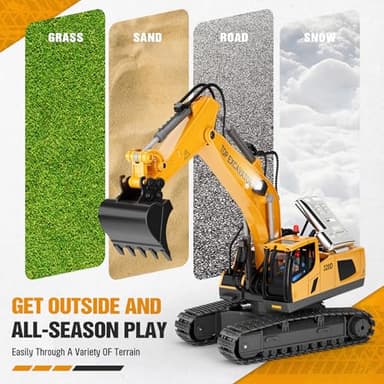 Remote Control Excavator Construction Toys for Boys, 2×1200mAh RC Construction Truck with Metal Shovel & Light, 11CH Excavator Toys for Boys 3-5 4-7 8-12 Year Old Kids Christmas Birthday Gift,120+Mins - Image 9