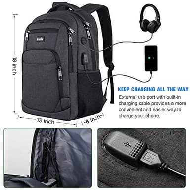 Paude Backpack for Men and Women,School Backpack for Teens,15.6 inch Laptop Backpack with USB Charging port for Business College Travel - Image 2