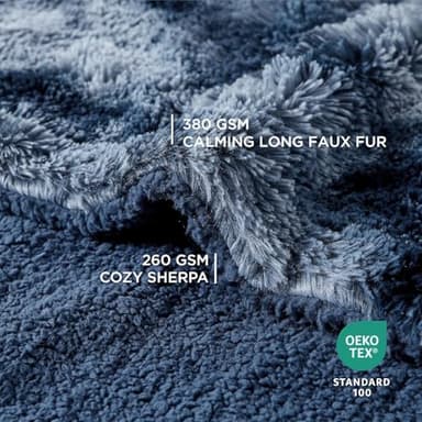 Bedsure Waterproof Dog Blankets for Large Dogs - Calming Cat Blanket for Bed Couch Protector Washable, Long Faux Fur Pet Throw Blanket for Puppy, Reversible Furniture Protection, 60"x80", Tie-dye Navy - Image 5