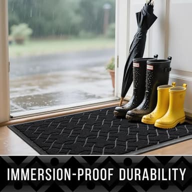 Yimobra Outdoor Mats for Front Door 29.5x17, All-Season Waterproof Doormat Outdoor Entrance, Heavy Duty Non-Slip Outside Door Mat for Garage Patio Proch Entryway Indoor, Black - Image 4
