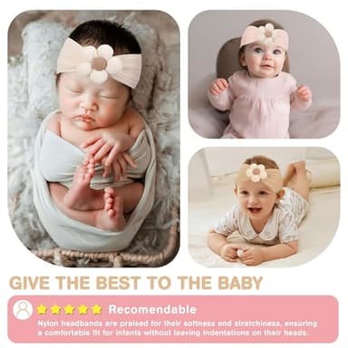 lucdnc 6 Pcs Baby Girls' Headbands Gifts for Newborn Infant Toddler Handmade Soft Comfortable Elasticity Nylon Baby Flower Hairbands Essentials Accessories - Image 9