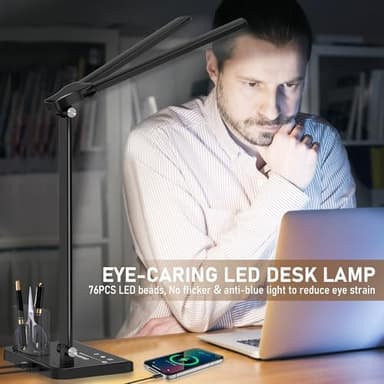 Dimmable LED Desk Lamp with USB Charging Port, 50 Lighting Modes Dual Swing Arm Architect Table Lamp Light Desk Lamp for Home Office Dorm Piano Nail - Image 5