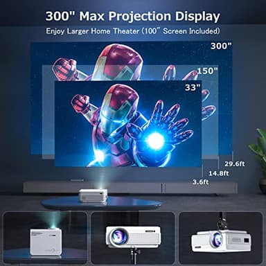Projector with WiFi and Bluetooth, FUDONI 5G WiFi Native 1080P Outdoor Projector 15000L Support 4K, Portable Movie Projector with Screen and Max 300", for iOS/Android/Laptop/TV Stick/HDMI/USB/VGA/TF - Image 5