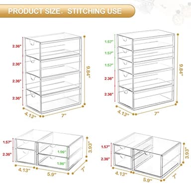 caktraie Makeup Organizer Storage With 16 Drawers, 4 Pcs Desktop Office Supplies, Desk Organizers, Clear Accessories, Dustproof Drawer and for Make Up, Jewelry, Pen, Stationary - Image 3