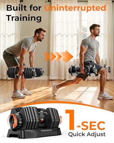 FEIERDUN Adjustable Dumbbell Set,5-52.5lb Free Weight Dumbbells, 15 in 1, Quick Adjust Weight Set with Non-slip Handles and Tray, Dumbbells for Home Gym Exercise Strength Training, Unisex（Pair） - Image 3