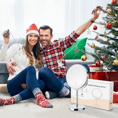 Lighted Makeup Mirror, 3000 mAh Rechargeable Double Sided Magnifying Vanity Mirror with 3 Colors, 1x/10x, 360° Rotation , Brightness Adjustable Magnification Cosmetic Light up Mirror, Women Gift - Image 7