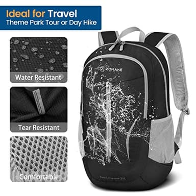 ZOMAKE Ultra Lightweight Packable Backpack 25L, Foldable Hiking Backpacks Water Resistant Small Folding Daypack for Travel(Black) - Image 4