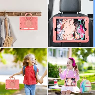 for iPad 9th/8th/7th Generation Case 10.2" ，Heavy Sturdy Shockproof Kids Cover with Rotating Stand/Pencil Holder/Shoulder Strap for iPad 10.2 Case 2021/2020/2019 Girls (Pink) - Image 7