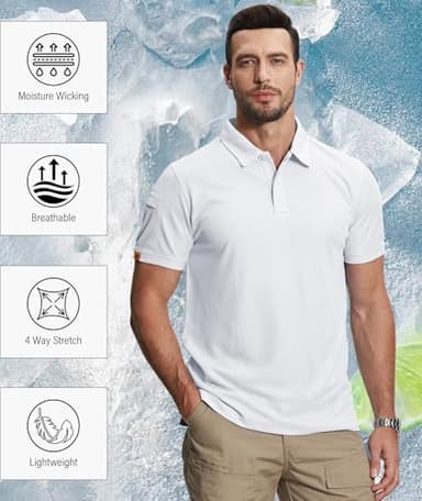 ZITY 5 Pack Mens Polo Shirt Short Sleeve Sports Golf Tennis T-Shirt Moisture-Wicking Summer Shirts White M - Image 5