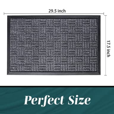 Front Door Mats, 2 Pc Set, 29.5 x 17, All Weather Entry and Back Yard, Indoor and Outdoor Safe, Slip Resistant Rubber Backing, Absorbent and Waterproof, Dirt Trapping Rugs for Entryway - Image 2