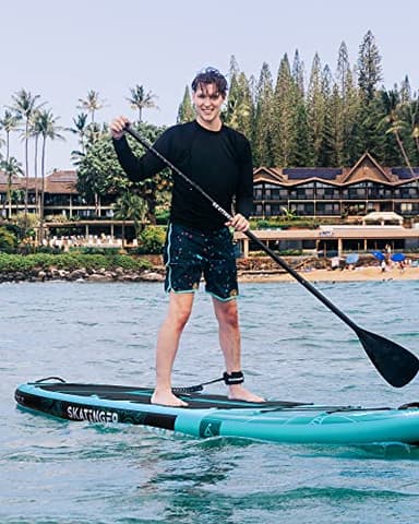 Skatinger 11'x34'' Extra Wide Inflatable Paddle Board, Up to 420lbs Stand-up Paddle Boards for Adults, Stable SUP for 2 People/Family, 3-PCS Paddle, Shoulder Strap, US Fin - Image 7