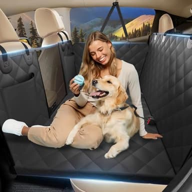 Back Seat Extender for Dogs, Dog Car Seat Cover for Back Seat Supports 420lbs, Hard Bottom Backseat Extender for Dogs, Waterproof Dog Hammock for Car, SUV, Truck Black - Image 1