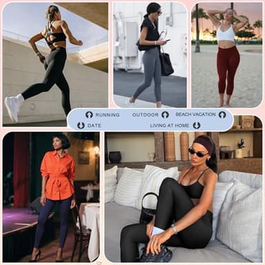 yeuG 7 Pack High Waisted Leggings for Women Tummy Control Soft Workout Yoga Pants Full Length & Capri(Black X 3,Dark Grey X 2,Wine Red,Navy,XX-Large-3X-Large) - Image 4