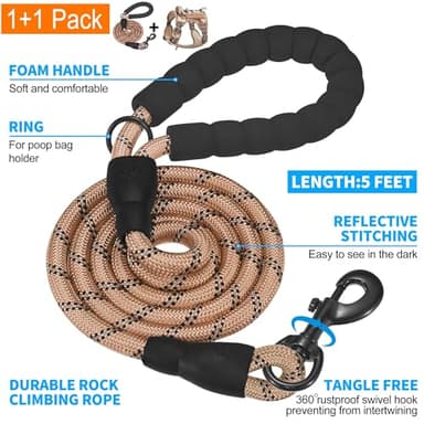 Beebiepet Heavy Duty Tactical Dog Harness for Large Dogs, No Pull Adjustable Pet Harness Reflective Service Training Easy Control Pet Vest Military K9 Working Dog Harnesses- Large, Desert Camo - Image 5