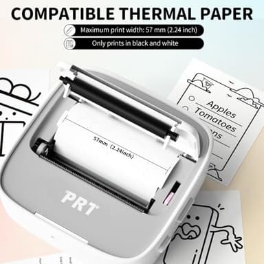 PRT Mini Sticker Printer, Portable Thermal Printer with 1 Roll Sticker Paper, Inkless Sticker Maker, Bluetooth Label Printer for Study Notes,Lists,Pictures,DIY Creations Small Printers for Home Use - Image 6